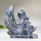 15cm Moss Agate Fairy on Moon Carving Crystal Healing Bulk Wholesale