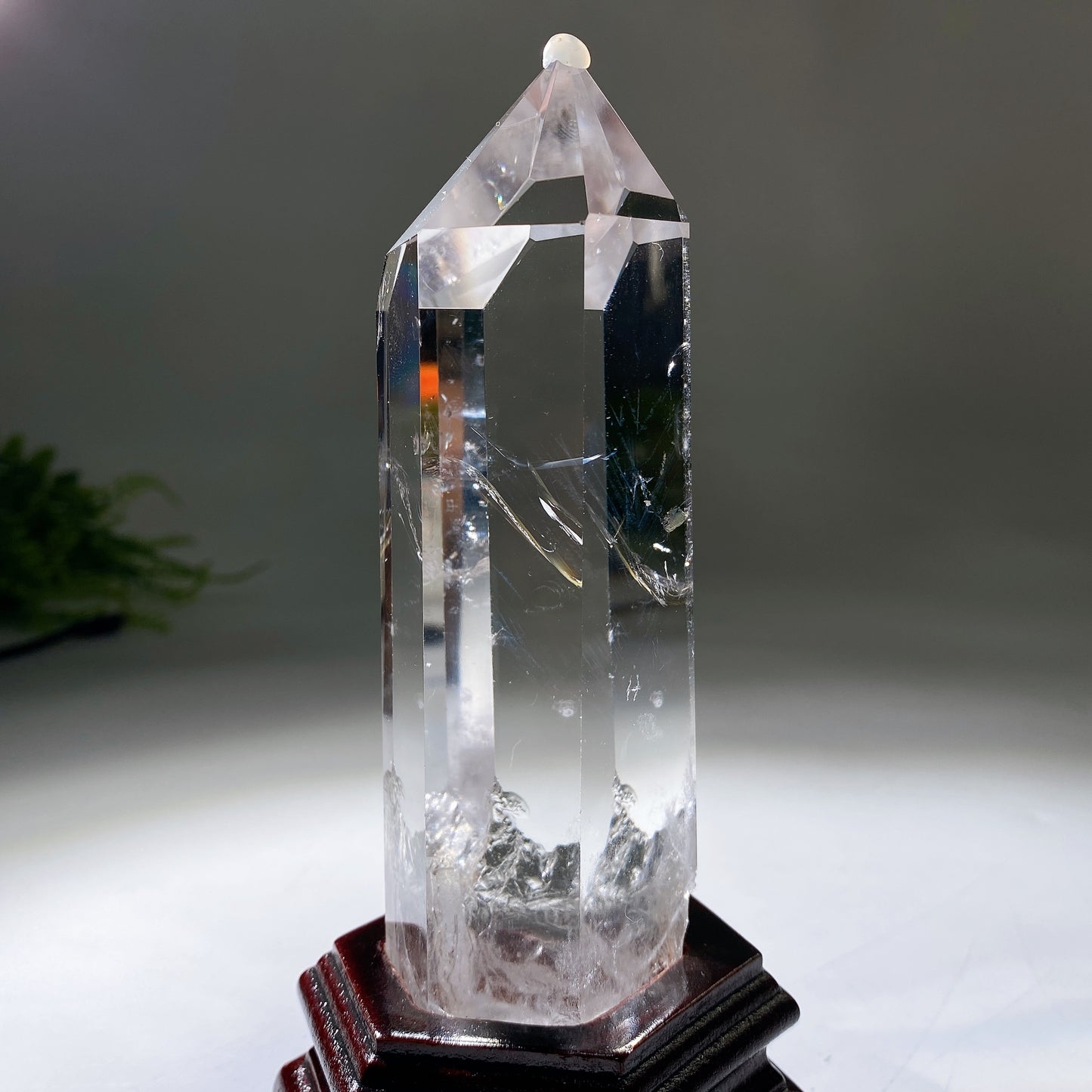 Unique Blue Needle in Quartz Tower with Wooden Stand Crystal Healing Bulk Wholesale