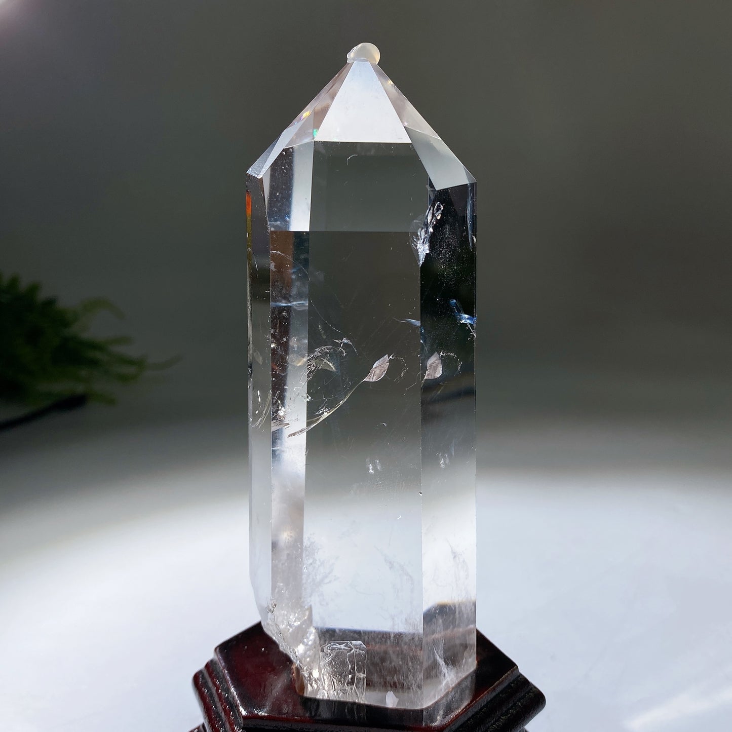 Unique Blue Needle in Quartz Tower with Wooden Stand Crystal Healing Bulk Wholesale