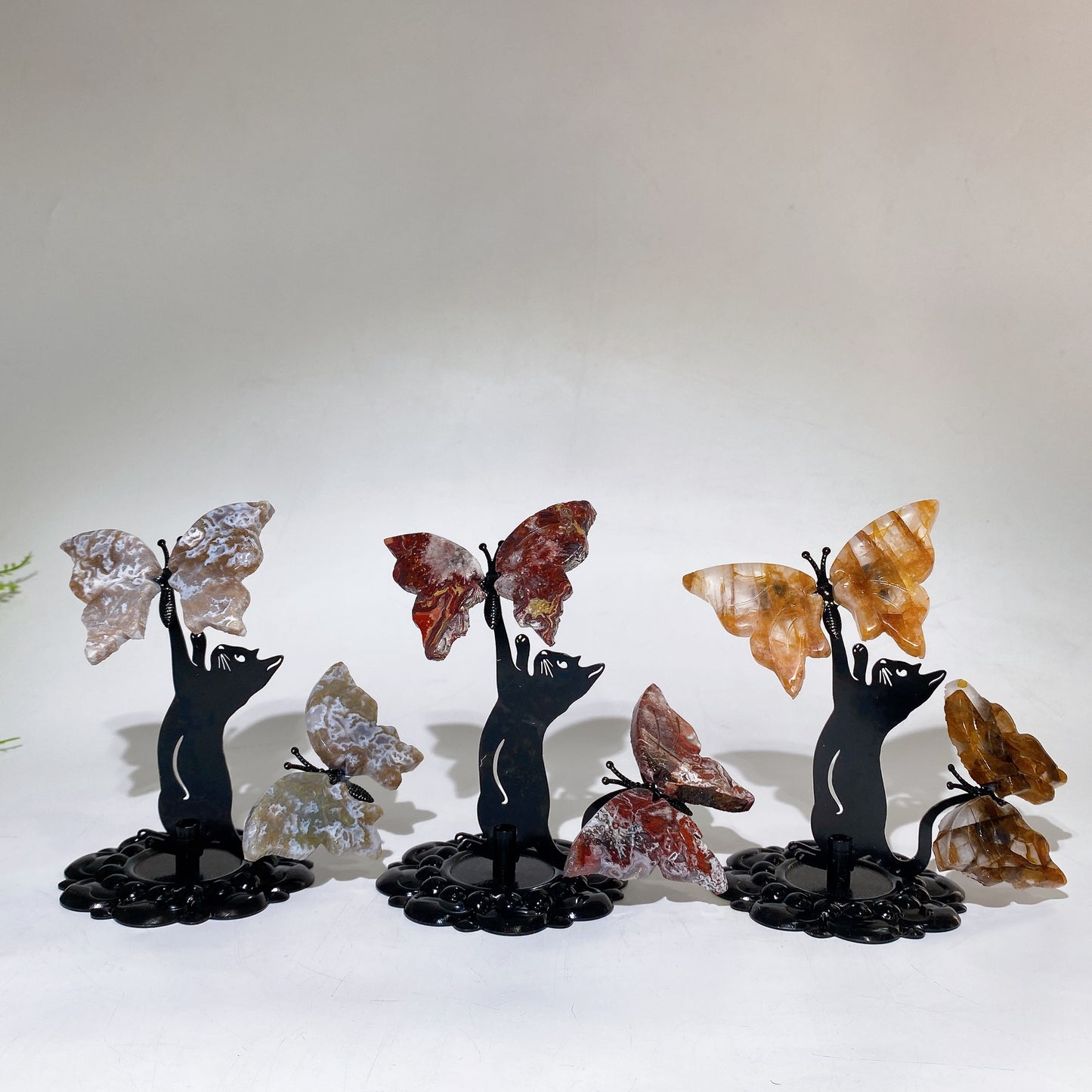 Crystal Cat Catching Butterfly Crystal Healing Bulk Wholesale