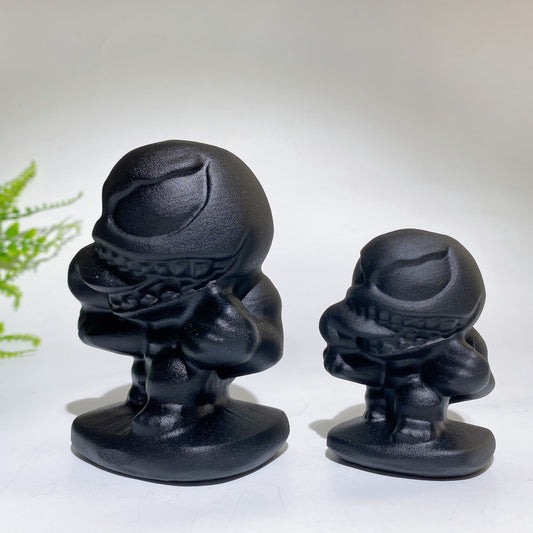 2.8" 4.0" Black Obsidian Venom Carving Crystal Healing Bulk Wholesale