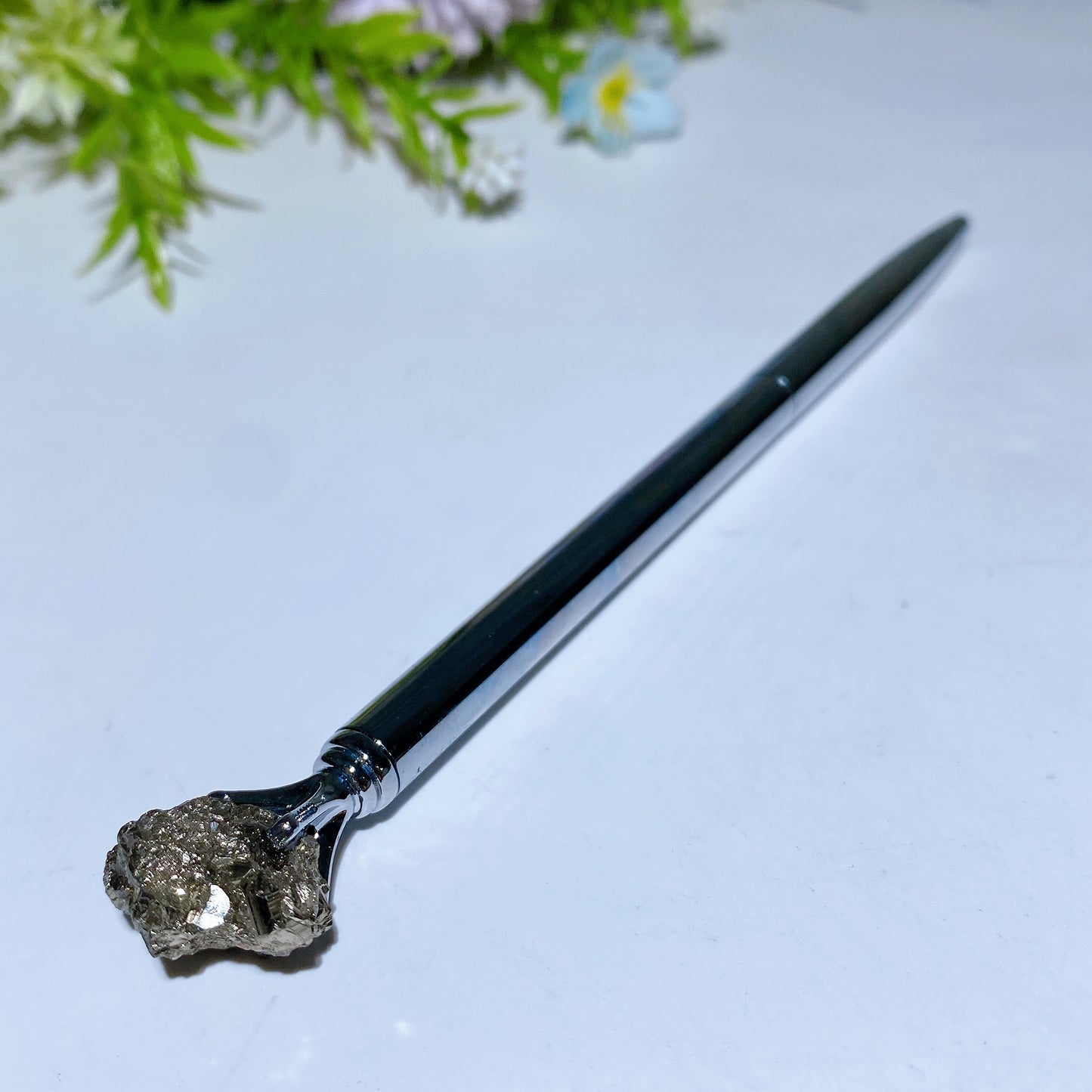 15cm Raw Crystal Silver Color Pen Crystal Healing Bulk Wholesale