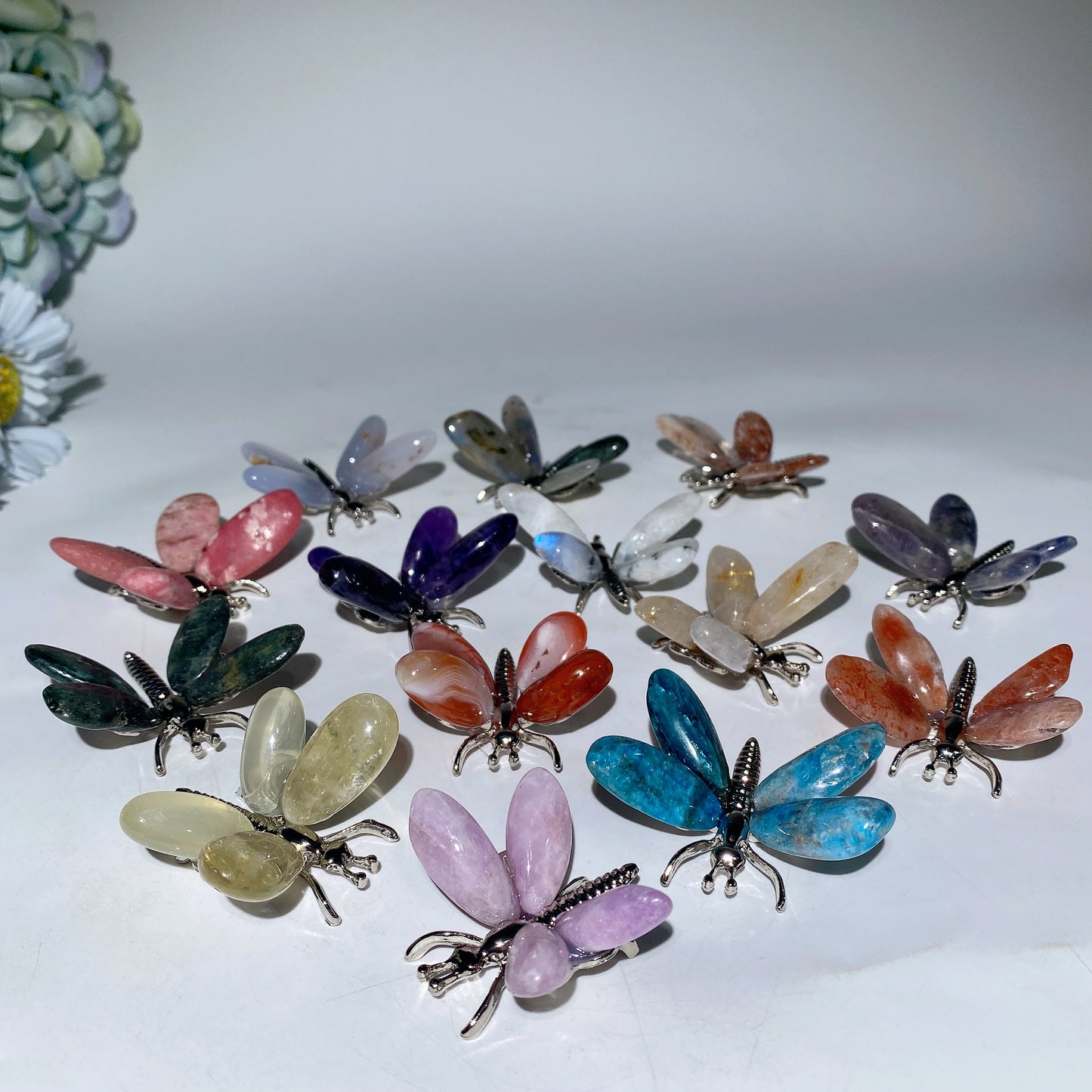 1.7"-2.2" Mixed Crystal Silver Butterfly Free Form Bulk Wholesale