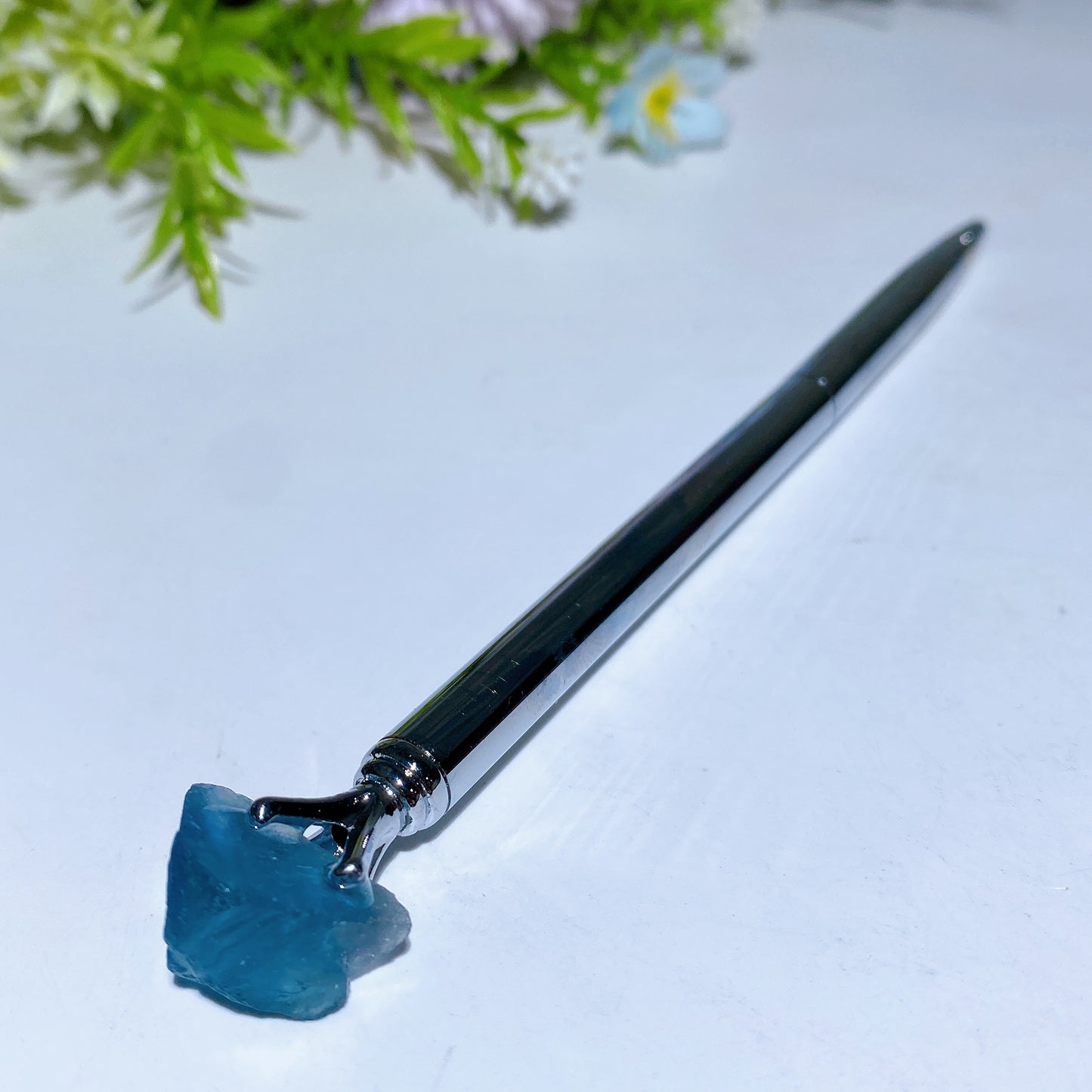 15cm Raw Crystal Silver Color Pen Crystal Healing Bulk Wholesale