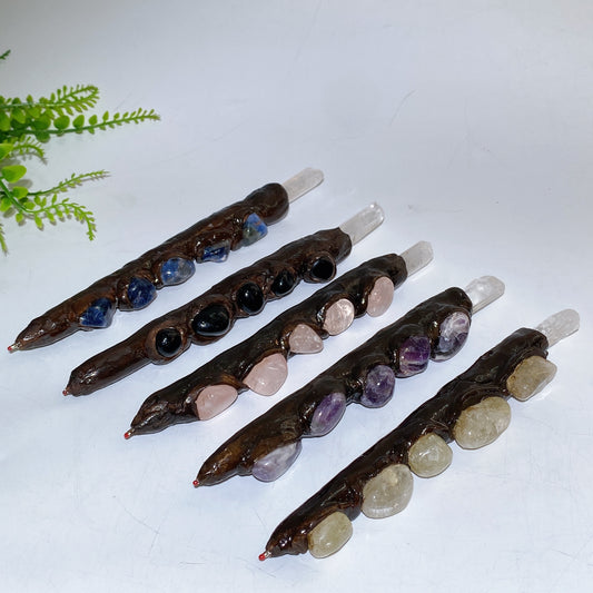Crystal Branch Design Pen with Clear Quartz Stick on Top Crystal Healing Bulk Wholesale