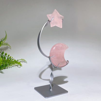 Crystal Star Moon Carving with Stand Crystal Healing Bulk Wholesale