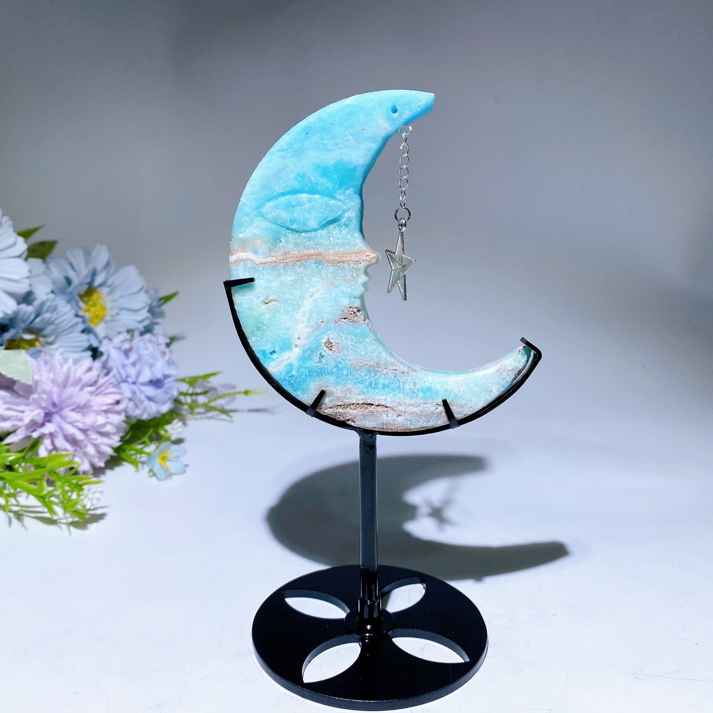 Crystal Moon Face Carvings with Stand Free Form Crystal Healing Bulk Wholesale