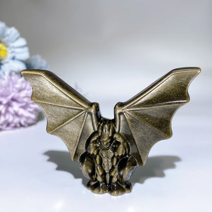 Golden Obsidian Silver Obsidian Gargoyle Carving Crystal Healing Bulk Wholesale