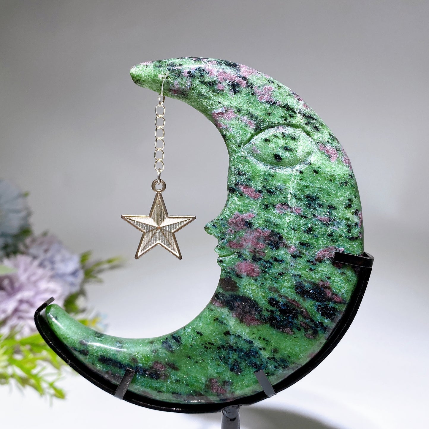 Crystal Moon Face Carvings with Stand Free Form Crystal Healing Bulk Wholesale