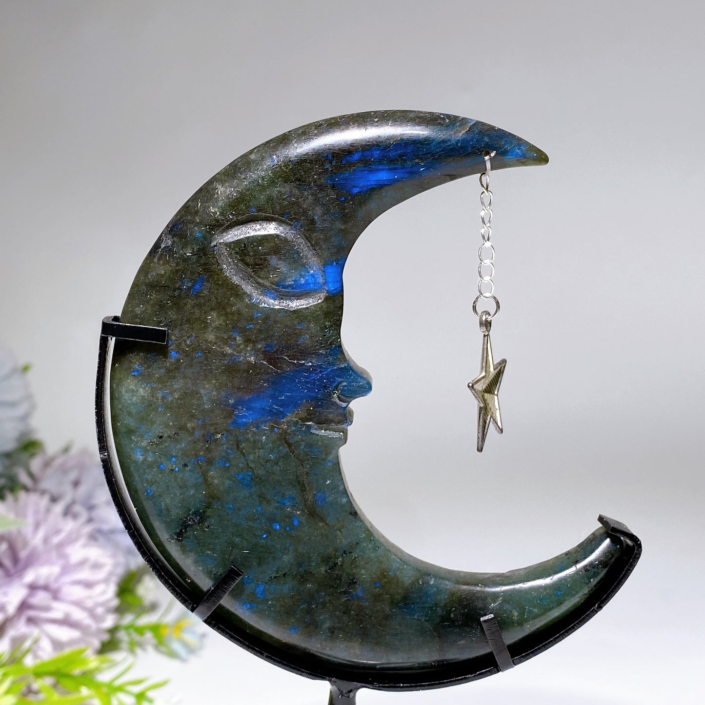 Crystal Moon Face Carvings with Stand Free Form Crystal Healing Bulk Wholesale