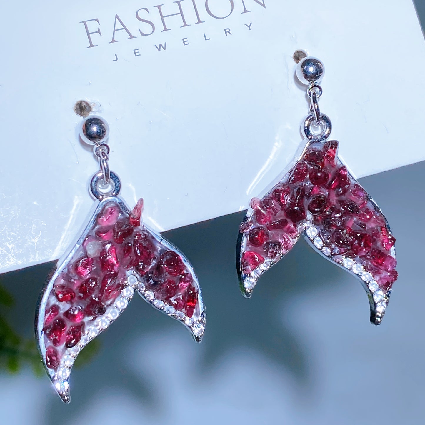 Alloy Metal Crystal Chips Fish Tail Design Earrings Crystal Healing Bulk Wholesale