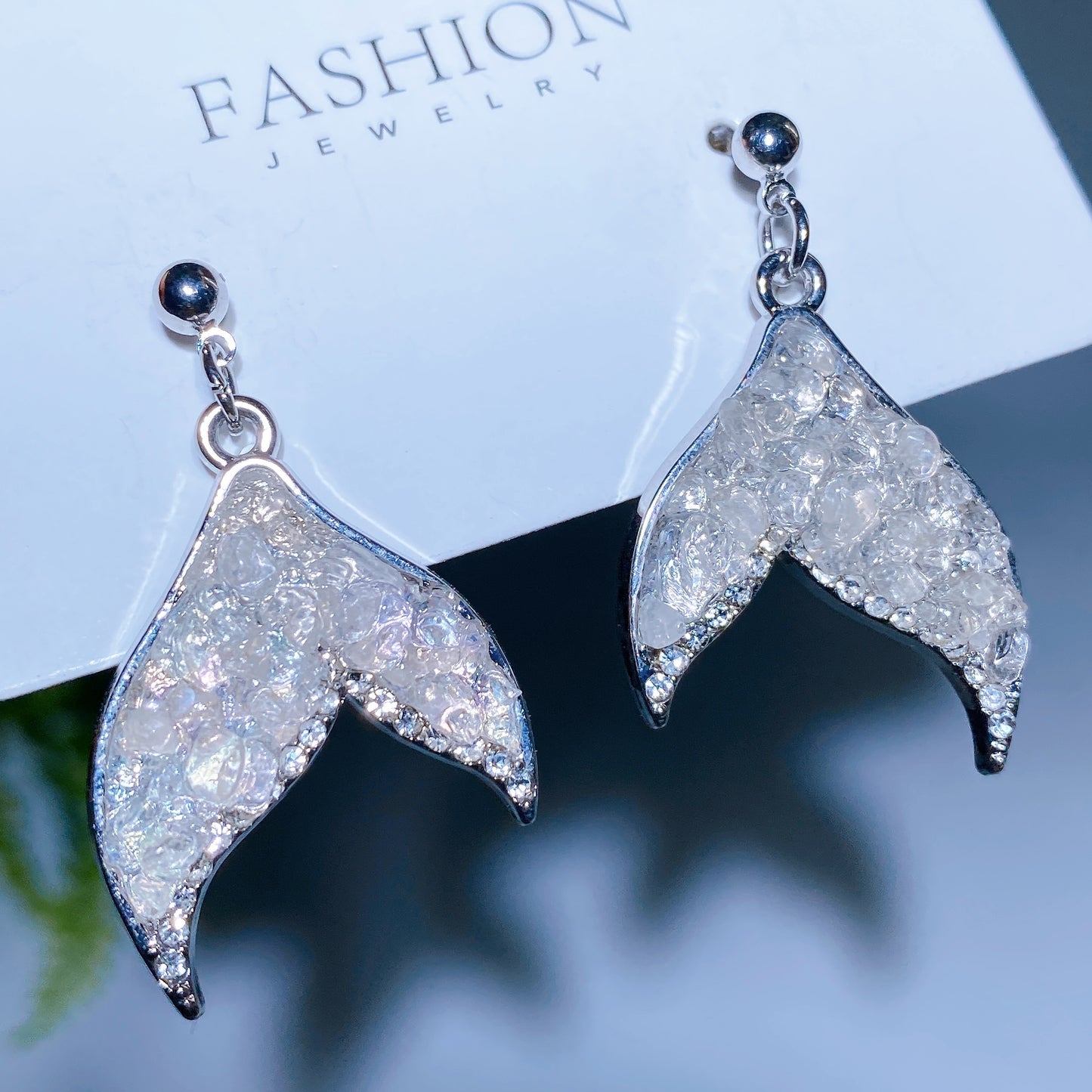 Alloy Metal Crystal Chips Fish Tail Design Earrings Crystal Healing Bulk Wholesale