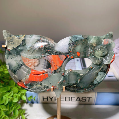 6.2" Cat Mask Carvings with Stand Crystal Healing Bulk Wholesale