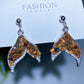 Alloy Metal Crystal Chips Fish Tail Design Earrings Crystal Healing Bulk Wholesale