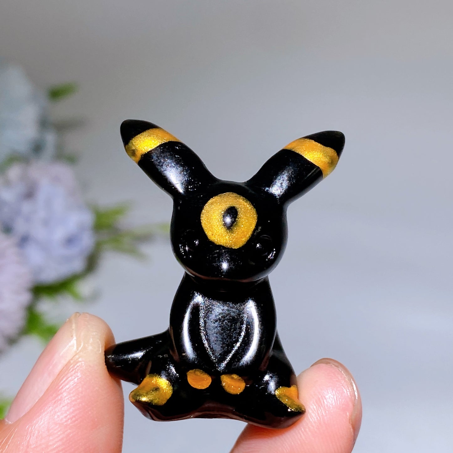 1.4" Black Obsidian Eevee Carving Crystal Healing Bulk Wholesale