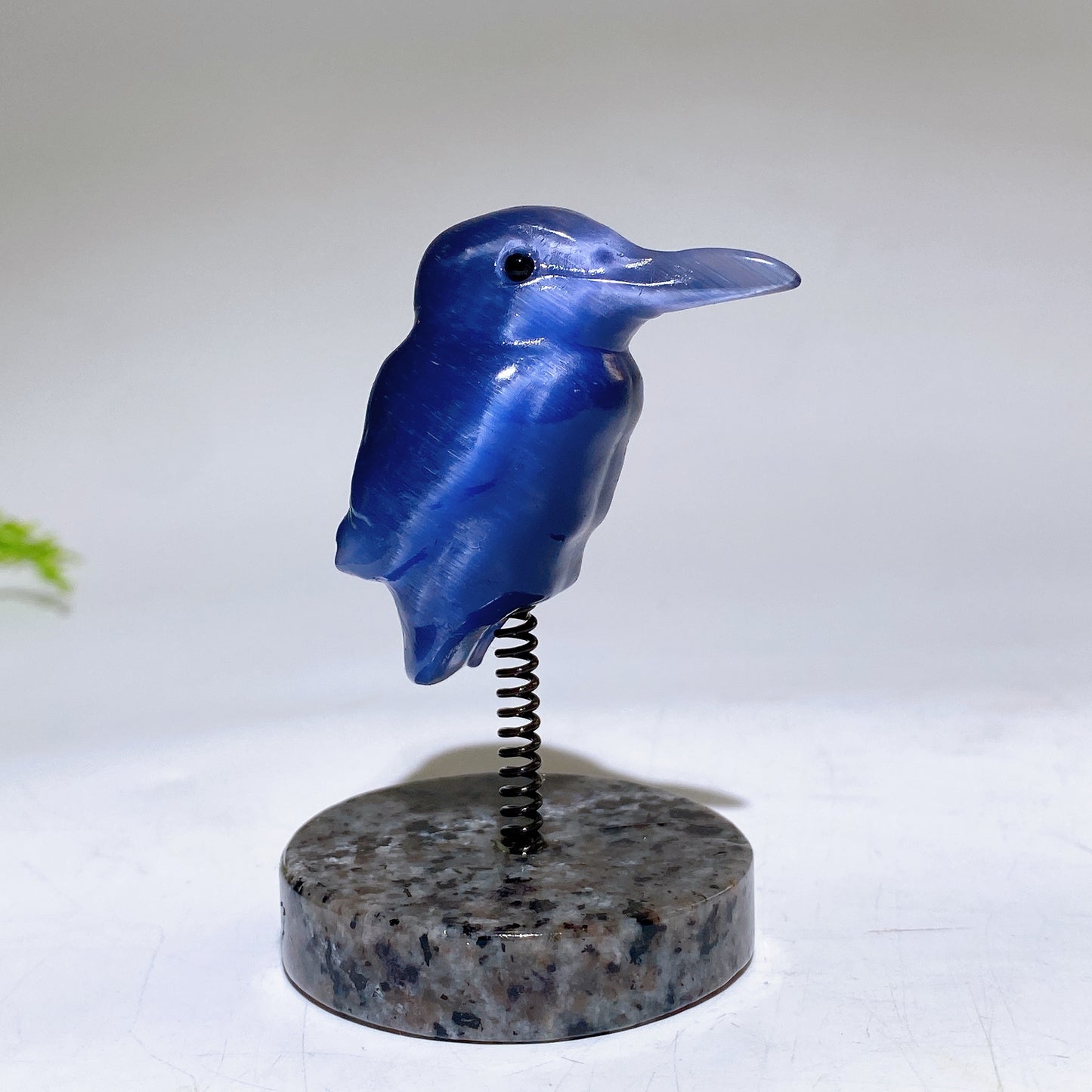 Cat's Eye Hummingbird on Spring with UV Reactive Yooperlite Base Free Form Crystal Healing Bulk Wholesale