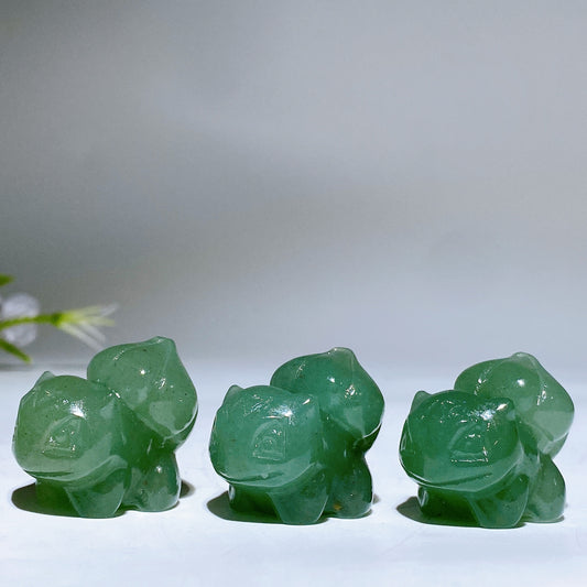 1.1" Green Aventurine Bulbasaur Pokemon Carving Crystal Healing Bulk Wholesale