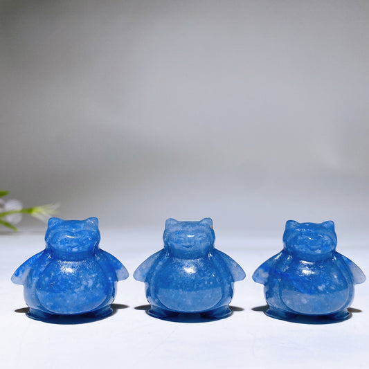 1.1" Blue Aventurine Snorlax Pokemon Carving Crystal Healing Bulk Wholesale