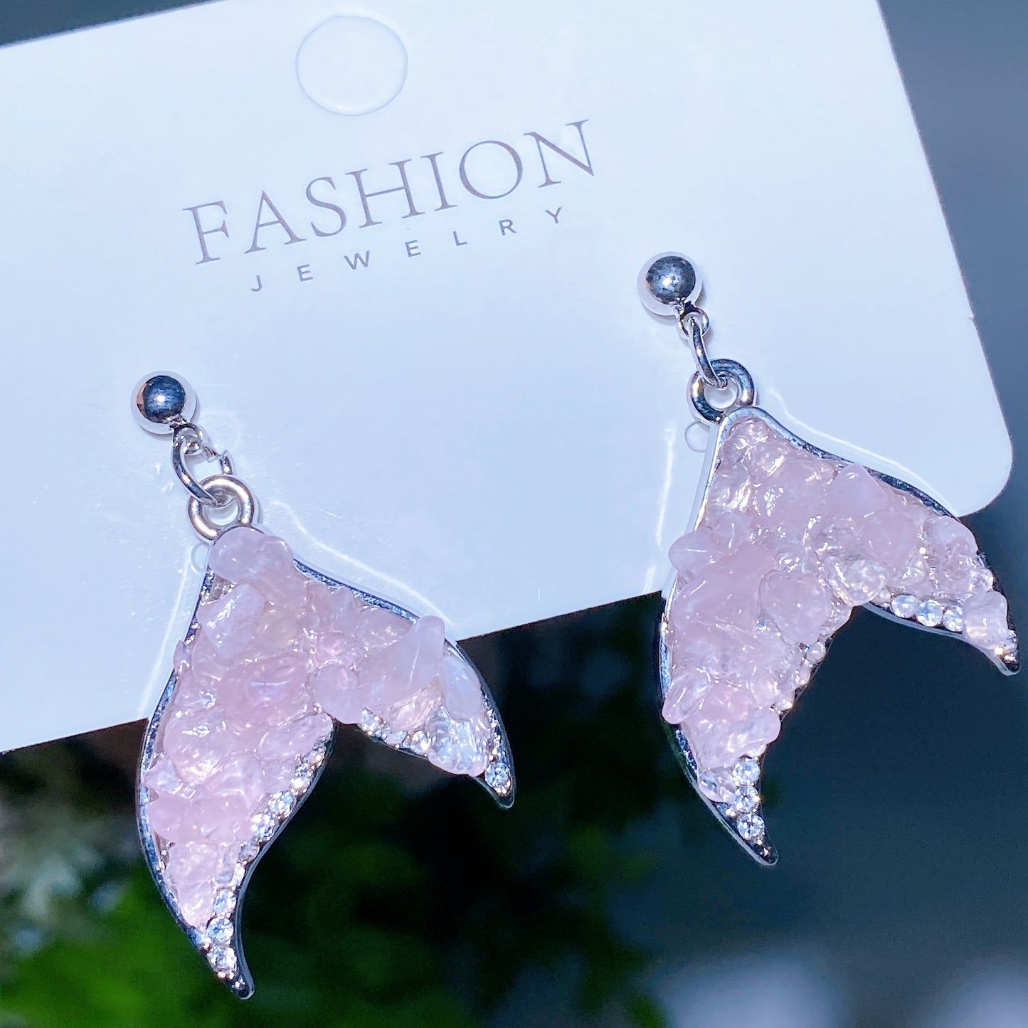 Alloy Metal Crystal Chips Fish Tail Design Earrings Crystal Healing Bulk Wholesale
