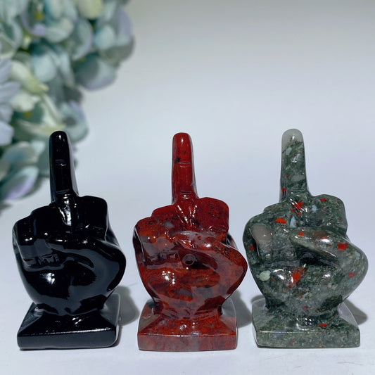 2.0" Mixed Crystal Middle Finger Gesture Carvings Bulk Wholesale