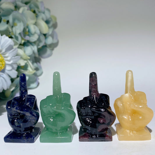 2.0" Mixed Crystal Middle Finger Gesture Carvings Bulk Wholesale