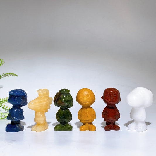 2.0" Mixed Crystal Peanuts Comic Character Carving Crystal Healing Bulk Wholesale 1 Set