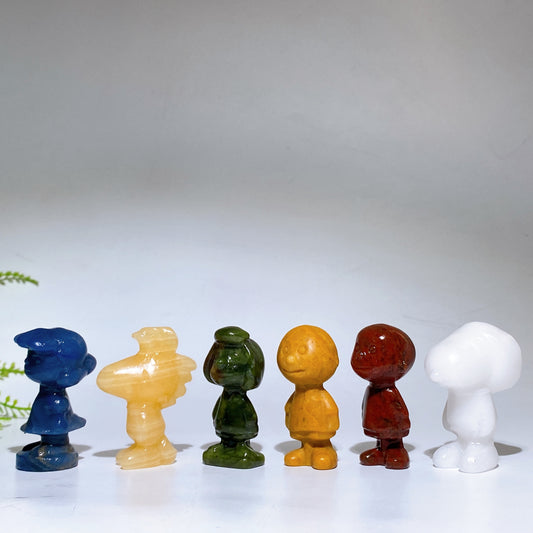 2.0" Mixed Crystal Peanuts Comic Character Carving Crystal Healing Bulk Wholesale 1 Set