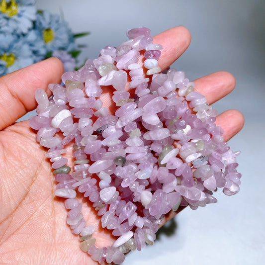 5-9mm Kunzite Chips Bracelet Crystal Healing Bulk Wholesale