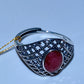 S925 UV Reactive Faceted Ruby Ring Crystal Healing Bulk Wholesale