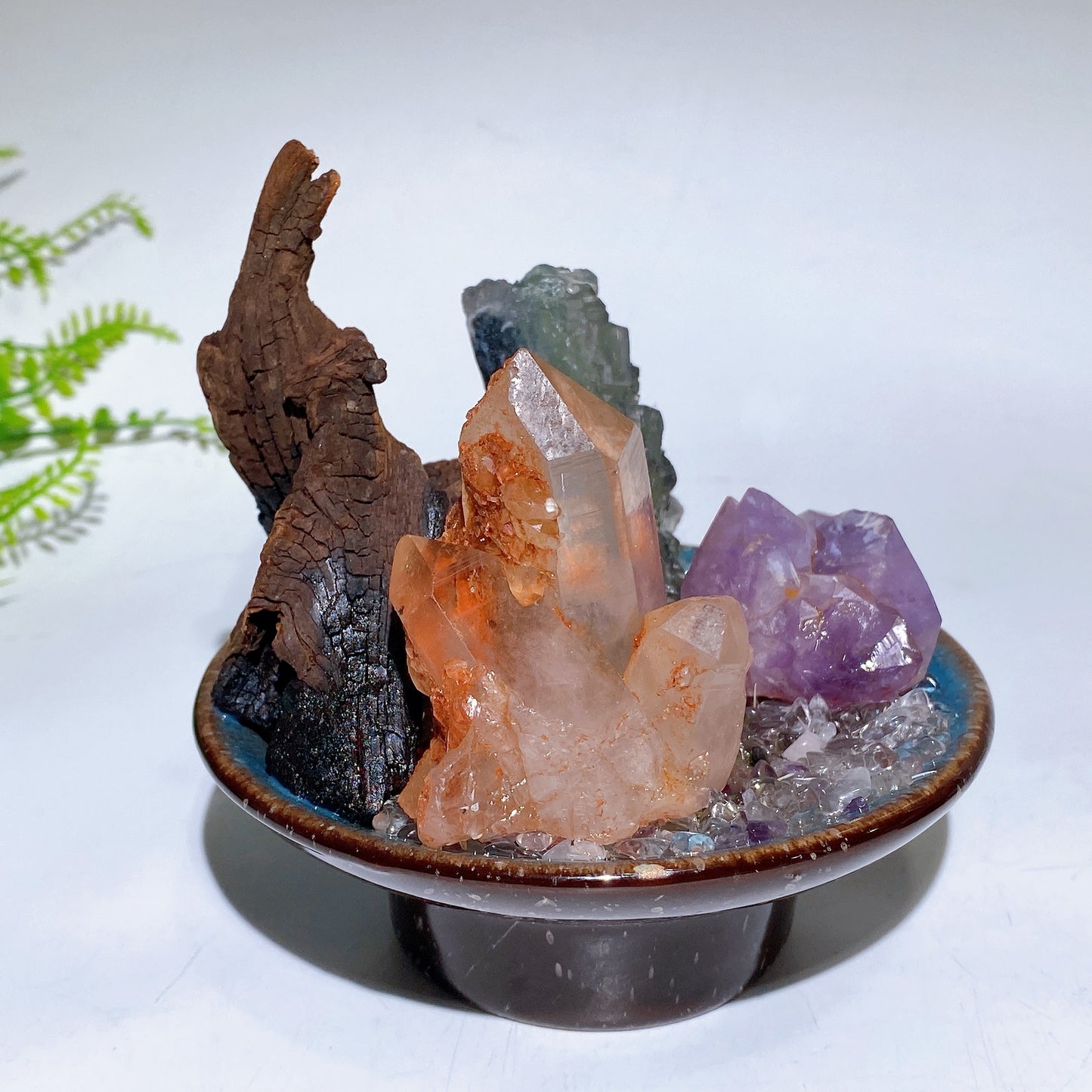 Natrual Raw Crystal with Chips Branch in Plate Free Form Crystal Healing Bulk Wholesale