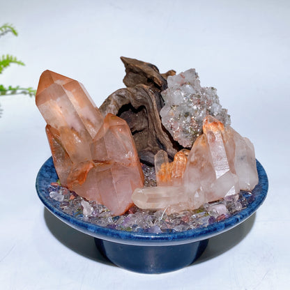 Natural Raw Crystal with Chips Branch in Plate Free Form Crystal Healing Bulk Wholesale