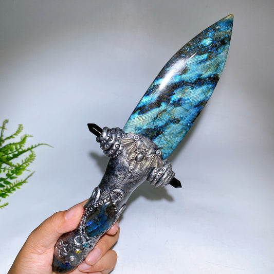 Natural Crystal Sword Carving with Resin Handle Crystal Healing Bulk Wholesale