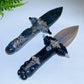 Natrual Moonstone Labradorite Sword Carving with Resin Handle Crystal Healing Bulk Wholesale