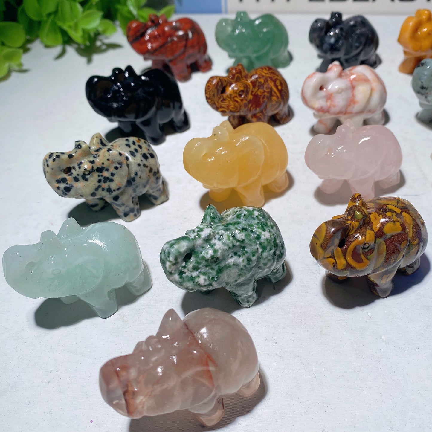 1.5" Mixed Crystal Mini Elephant Carvings Bulk Wholesale