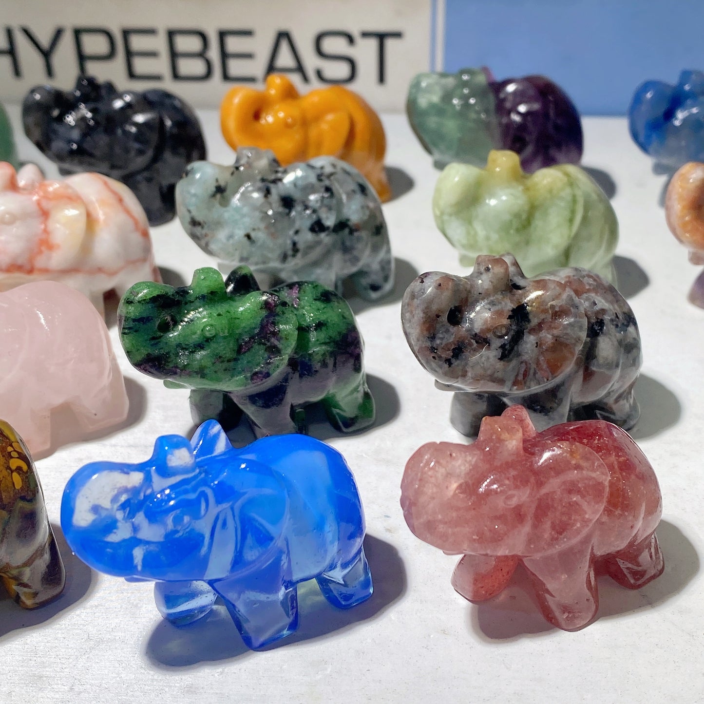 1.5" Mixed Crystal Mini Elephant Carvings Bulk Wholesale