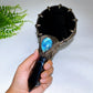 Natrual Black Obsidian Mirror wtih Point Handle Labradorite Decor Crystal Healing Bulk Wholesale