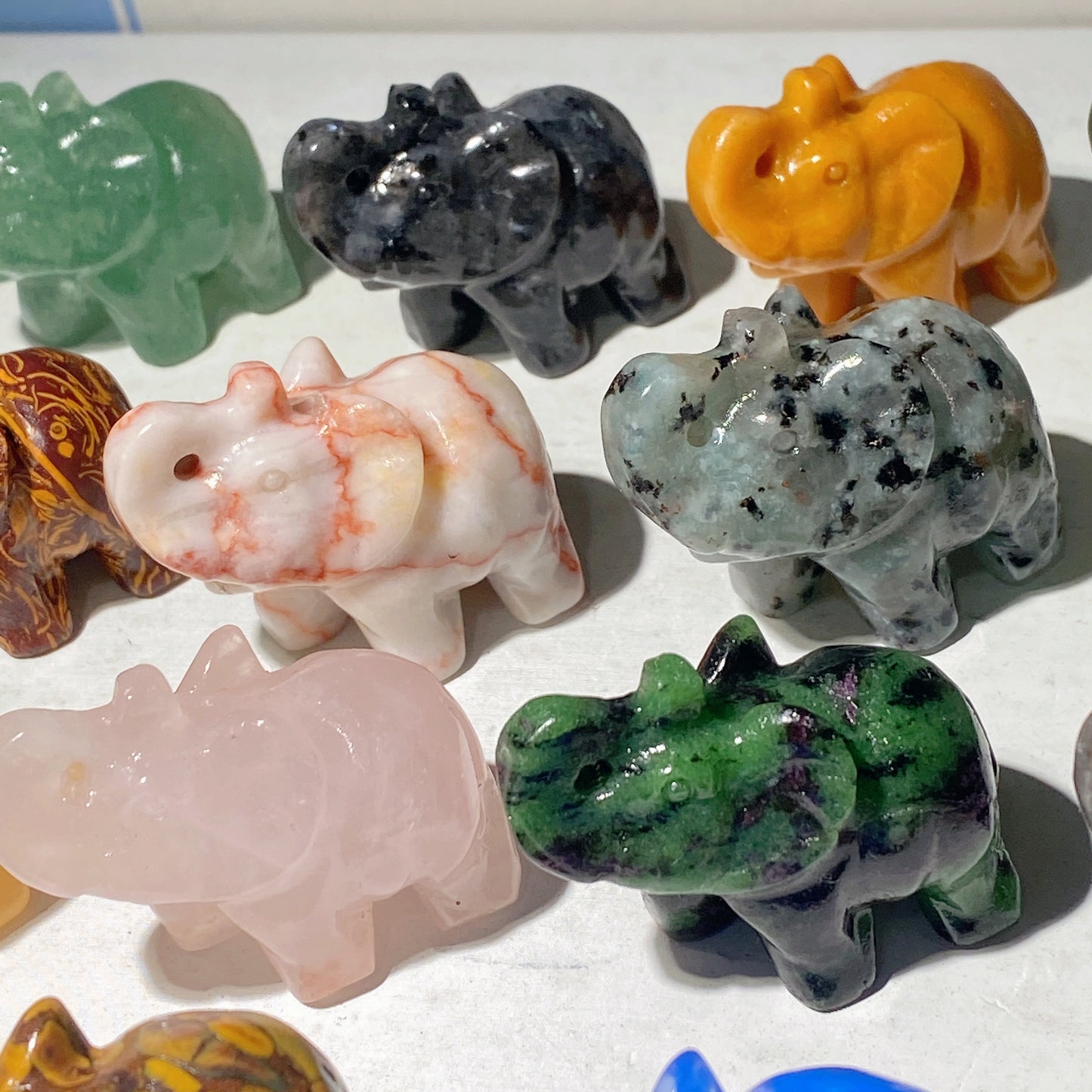 1.5" Mixed Crystal Mini Elephant Carvings Bulk Wholesale