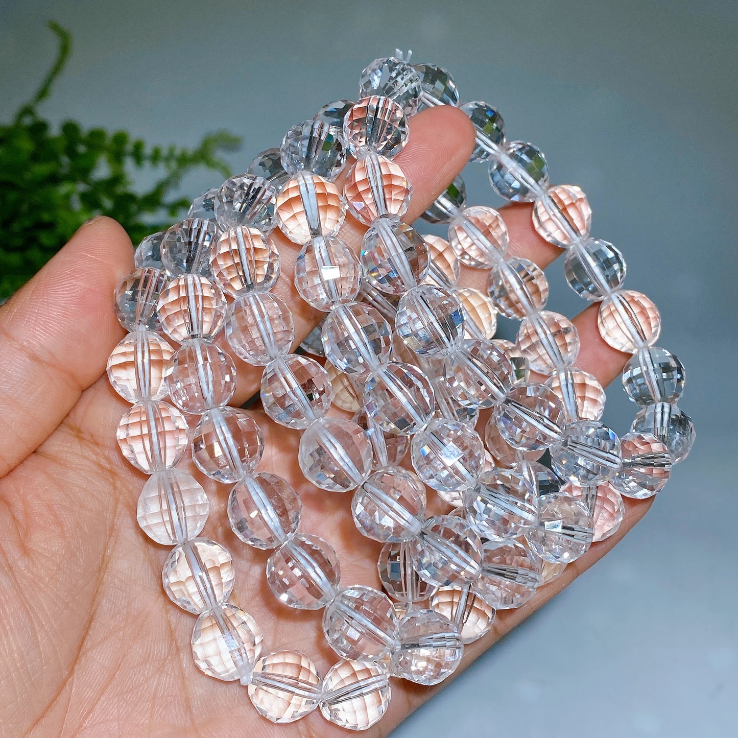 12mm Faceted Clear Quartz Bracelet Crystal Healing Bulk Wholesale