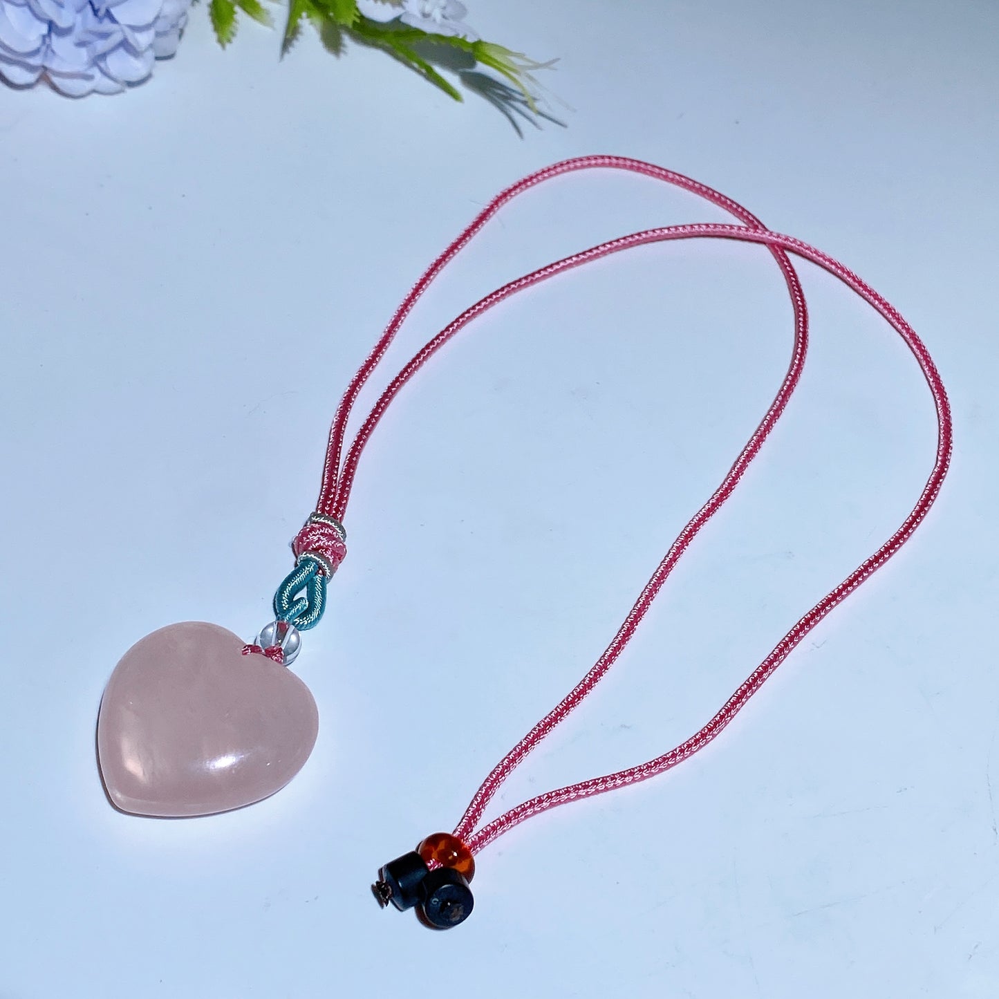 Rose Quartz Heart with Rope Neckalce Crystal Healing Bulk Wholesale