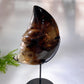 Large Unique Hand Carved Natural Smoky Quartz Moon Face with Strong Rainbow with Stand Crystal Healing Bulk Wholesale