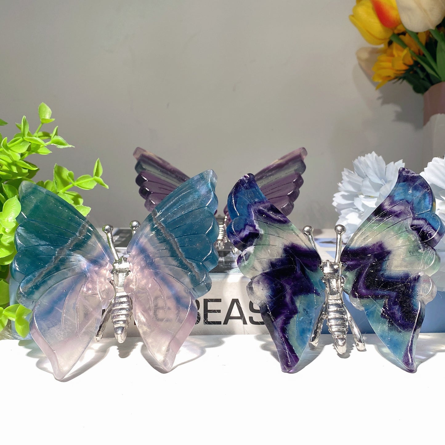 4.0"-4.8" Fluorite Butterfly Dragonfly Carvings Free Form Bulk Wholesale