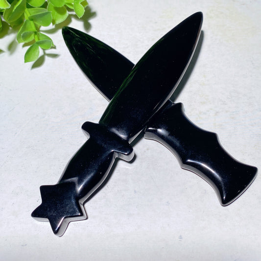 5.9" Black Obsidian Dagger Carvings Bulk Wholesale