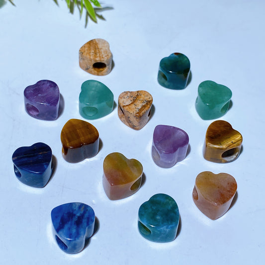 14mm Drilled Crystal Heart for Jewelry DIY Crystal Healing Bulk Wholesale