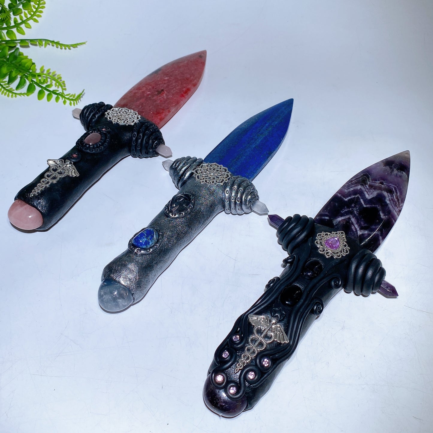 Natural Crystal Sword Carving with Resin Handle Crystal Healing Bulk Wholesale