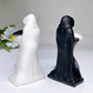 3.8" White Jade Black Obsidian The Death Carving Crystal Healing Bulk Wholesale