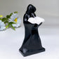 3.8" White Jade Black Obsidian The Death Carving Crystal Healing Bulk Wholesale