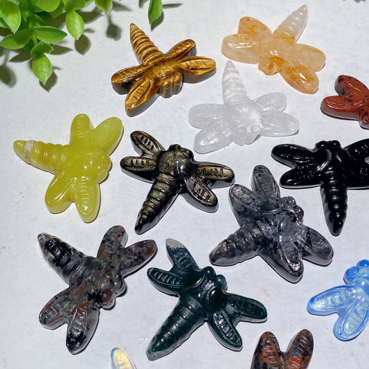 1.7" Mixed Crystal Dragonfly Carvigs Bulk Wholesale