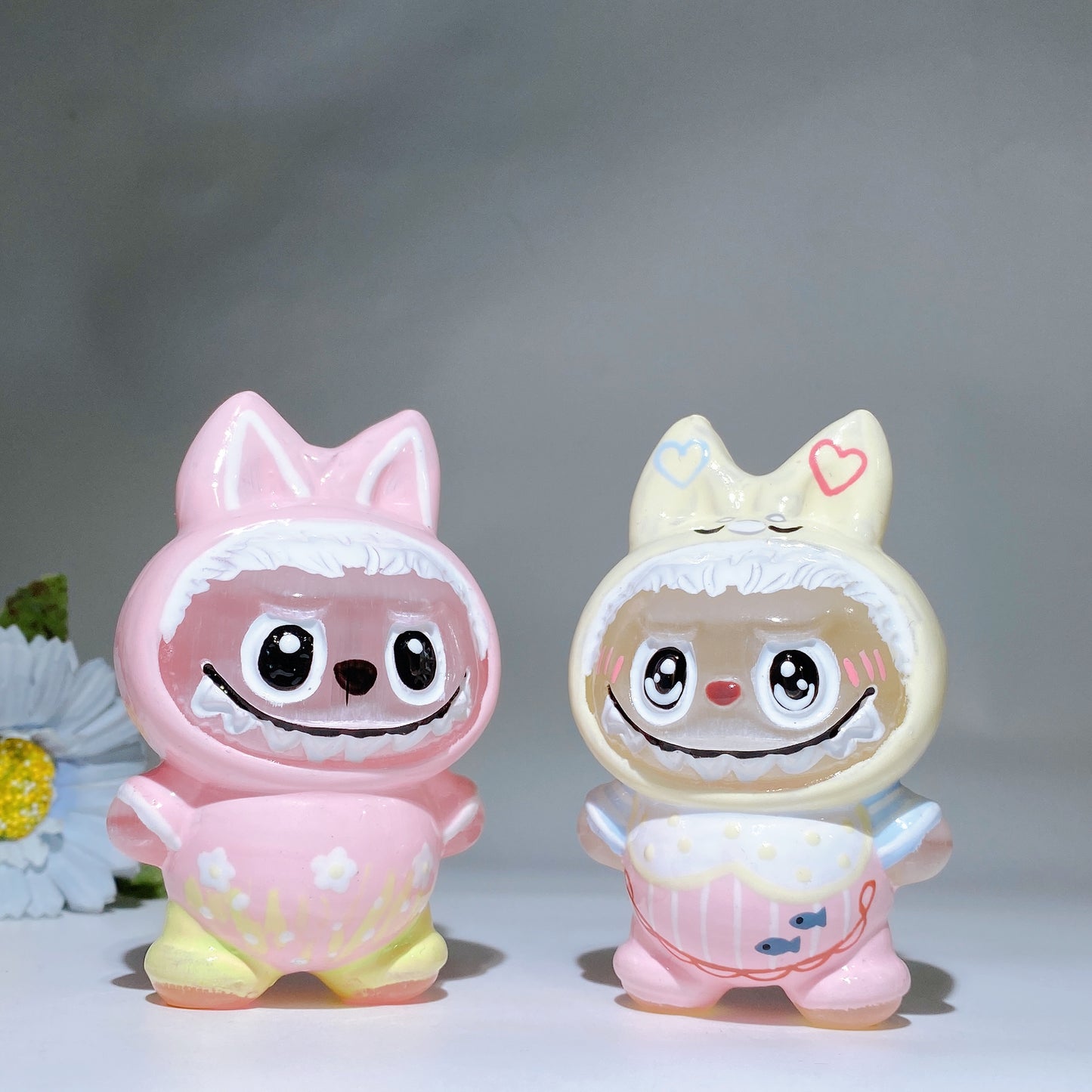 3.8" Selenite Labubu Carving with Hand  Painting Crystal Healing Bulk Wholesale