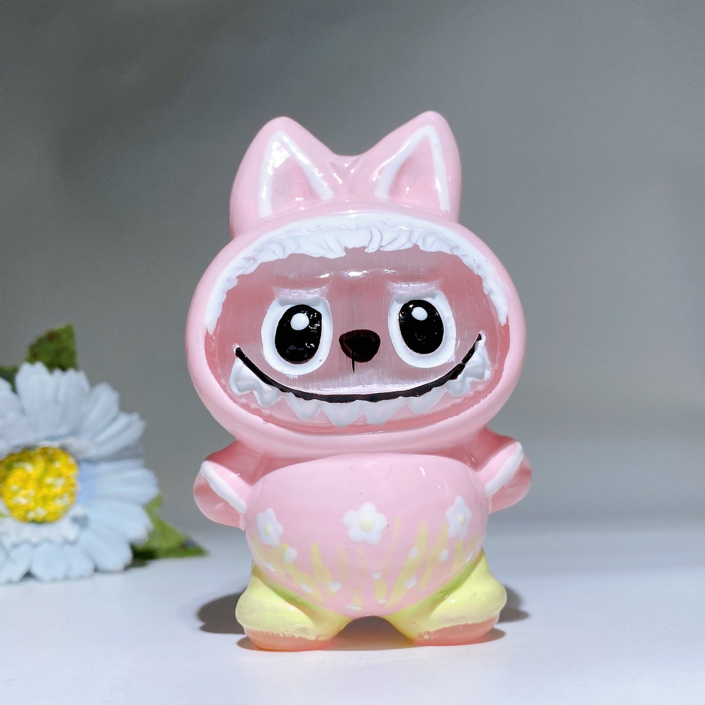 3.8" Selenite Labubu Carving with Hand  Painting Crystal Healing Bulk Wholesale