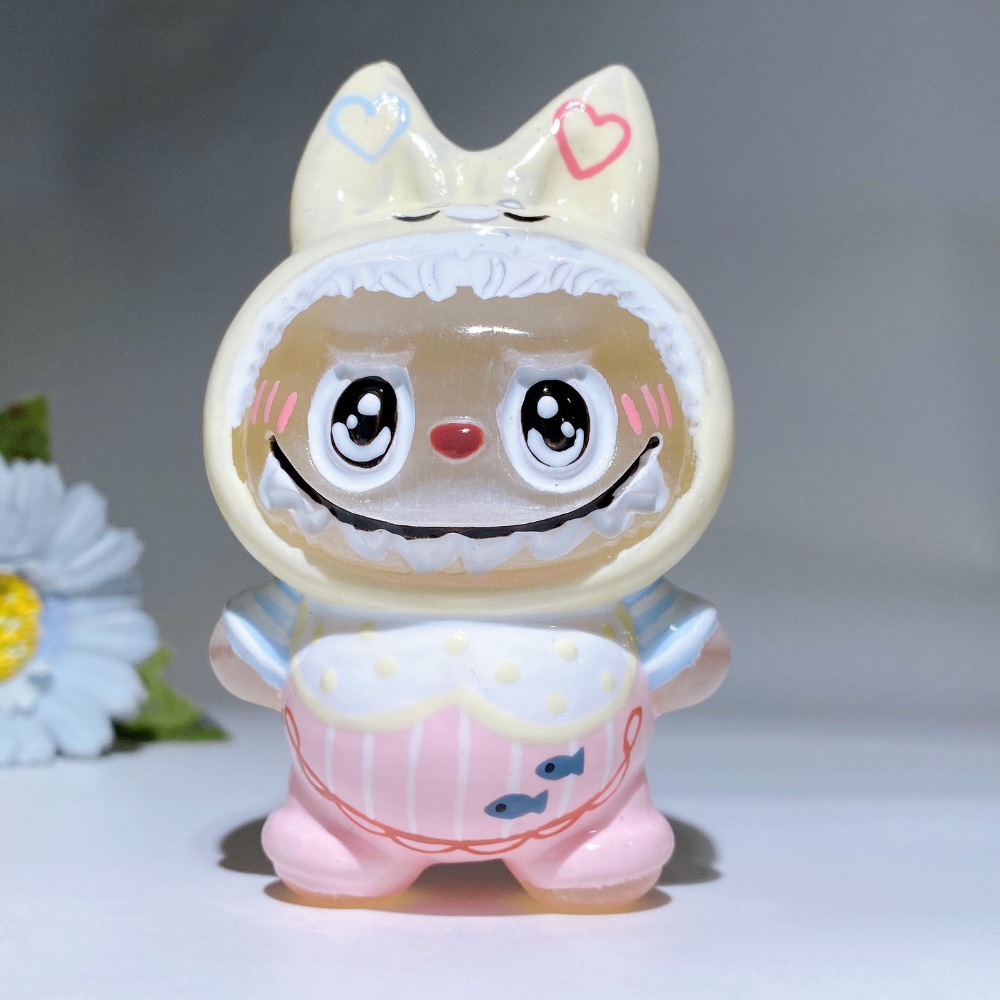 3.8" Selenite Labubu Carving with Hand  Painting Crystal Healing Bulk Wholesale